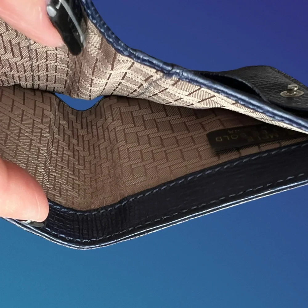 Cole Haan Blue Pebbled Leather Small Wallet/Card Holder - Picture 9 of 13